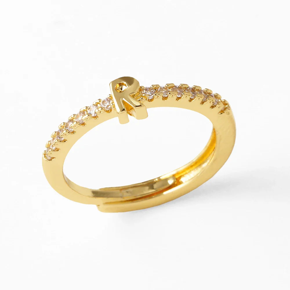 Bague ajustable pour femme avec initiale - lettre