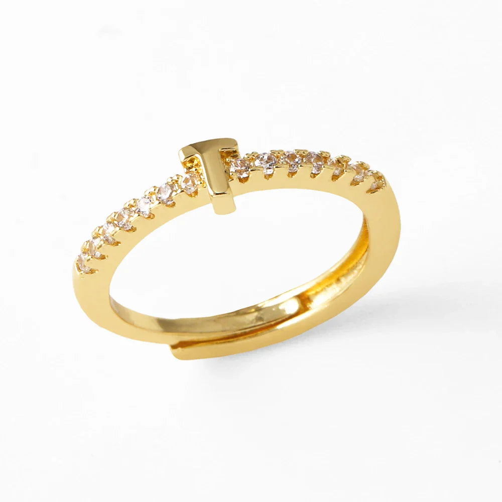 Adjustable women's ring with initial - letter 