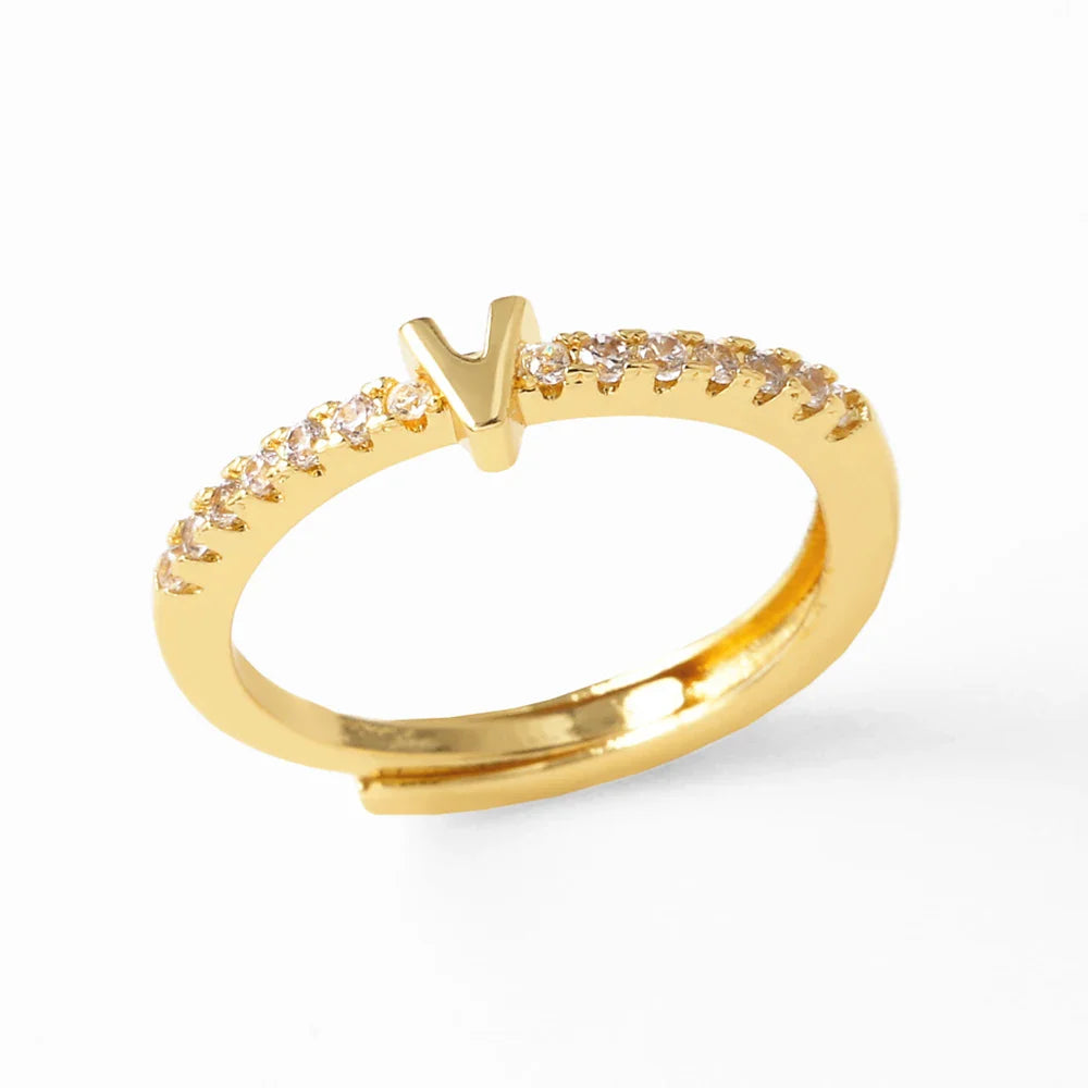 Adjustable women's ring with initial - letter 