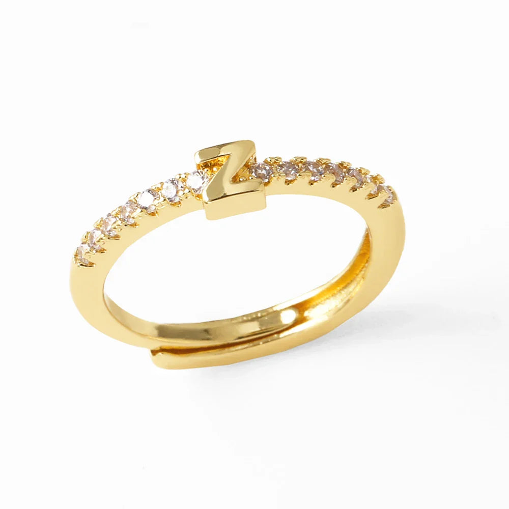 Bague ajustable pour femme avec initiale - lettre