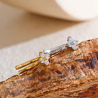 Justerbar ring med kløver og strass 