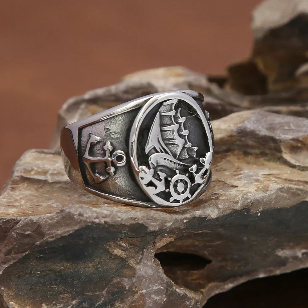 Bague ancre et bateau