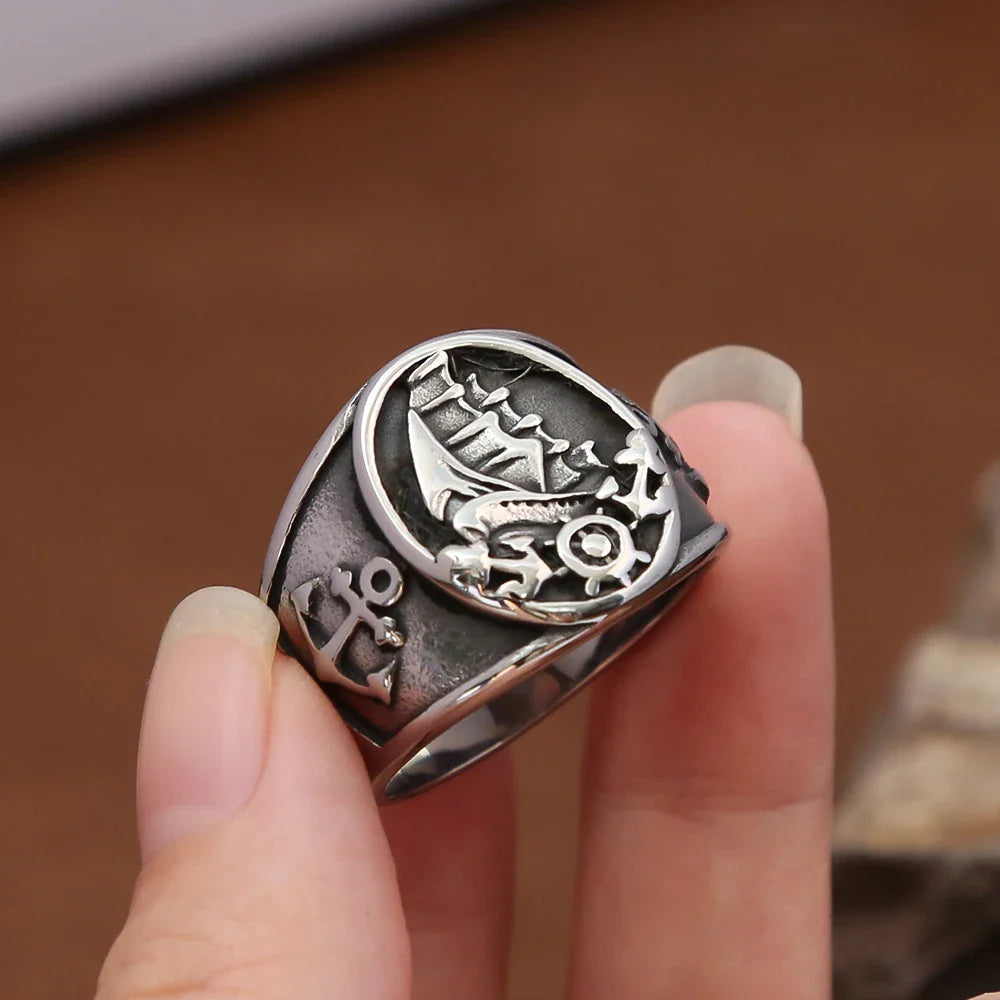 Bague ancre et bateau