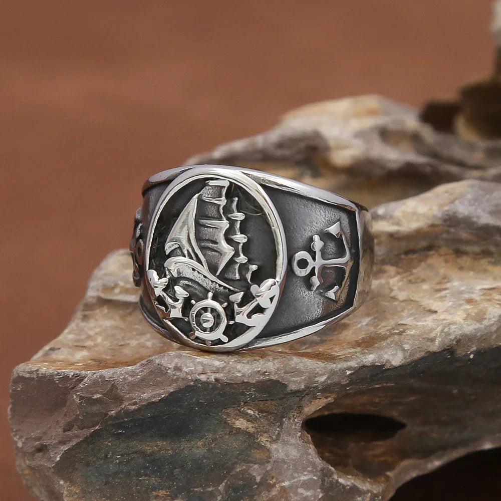 Bague ancre et bateau