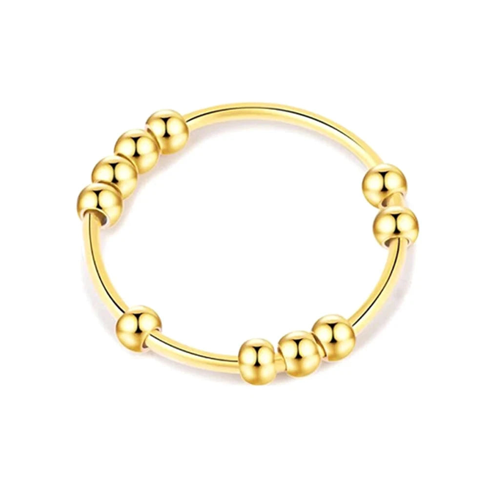 GWAWG Lot de 4 bagues anti-anxiété pour femmes, bagues anti-stress en argent avec perles, bague ouverte réglable pour adolescentes GWAWG Lot de 4 bagues anti-anxiété pour femmes, bagues anti-stress en argent avec perles, bague ouverte réglable pour adolescentes