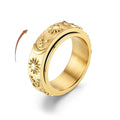 Anello anello anti-stress rotante Luna e Sole oro giallo
