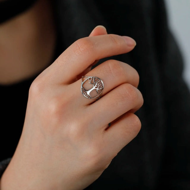 Ring Lebensbaum für Damen Silber