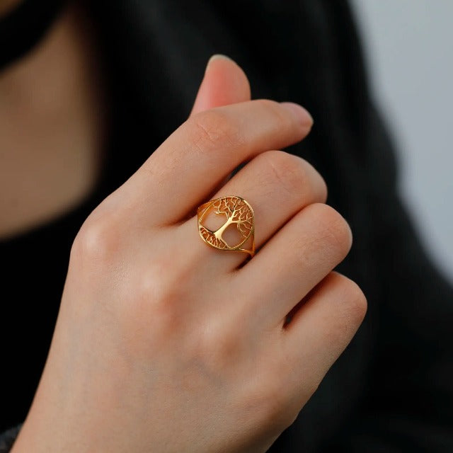 Ring Lebensbaum für Damen Gold