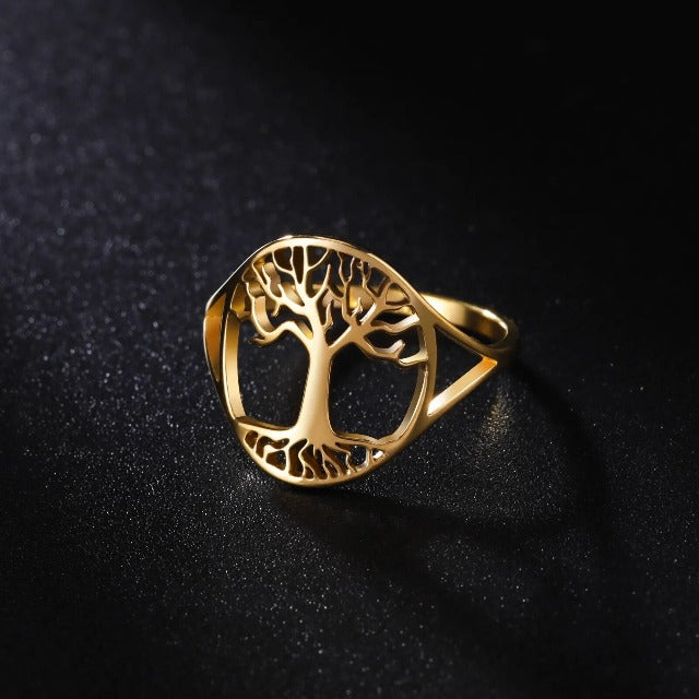 Ring Lebensbaum für Damen Gold 