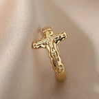 Anillo de banda cristiana de Jesús para mujer