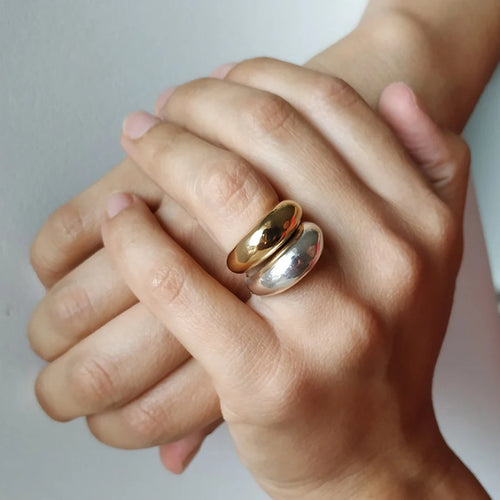 Elegantni prsten široki prsten kap vode srebrni