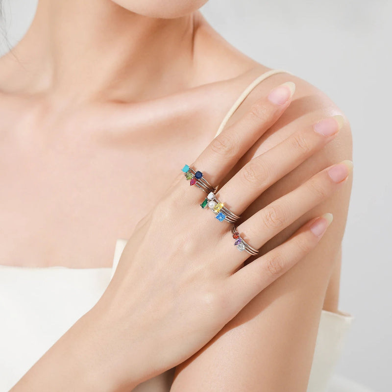 Bague Anneau en Zircon Coloré Pierre de Naissance