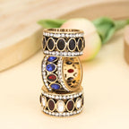 Bague Anneau Ethnique de Style Oriental bleu et rouge