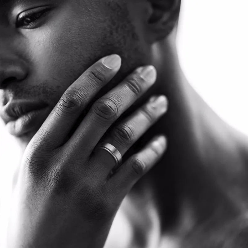 Bague Anneau Homme Anti-Stress Tournant argent