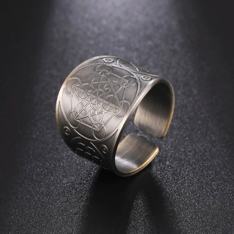 Bague Anneau Homme Cube de Métatron argent