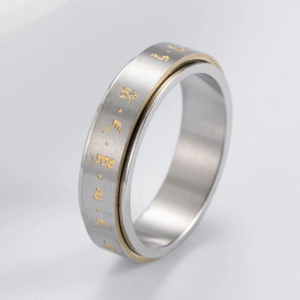 Bague Anneau à Motifs Homme ou Femme Anti-Stress Tournant argent