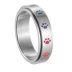 Bague Anneau avec Coeurs ou Pattes Anti-Stress Tournant pattes