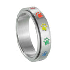 Bague Anneau avec Coeurs ou Pattes Anti-Stress Tournant pattes