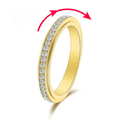 Bague Anneau Tournant Anti-Stress avec Zircon or
