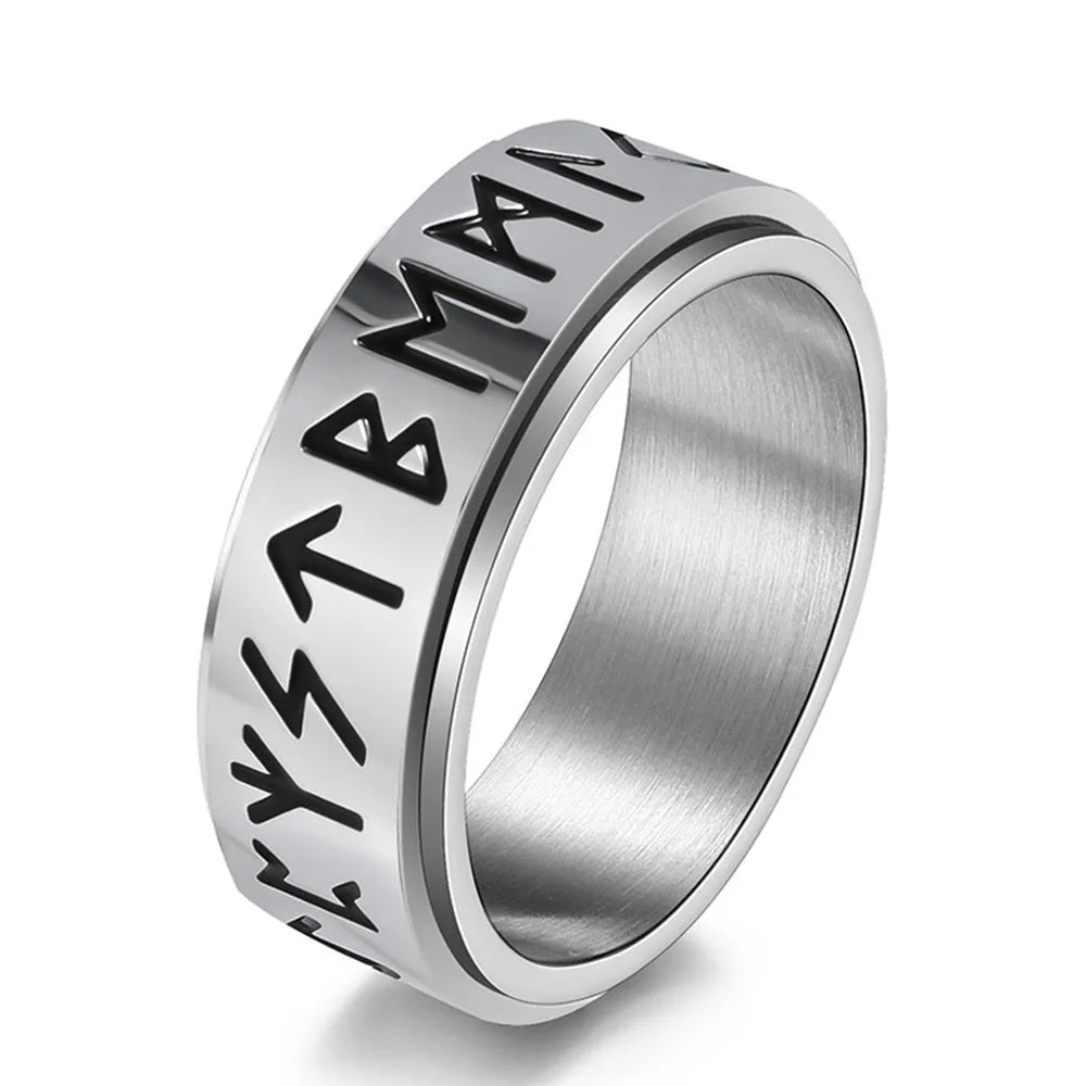 Bague Anneau Viking Homme Anti-Stress Tournant argent