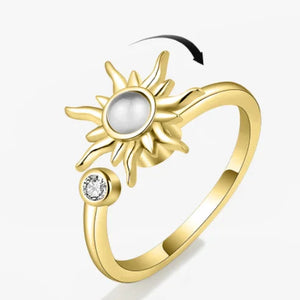 Bague Anti-Stress Anneau Tournant Soleil or