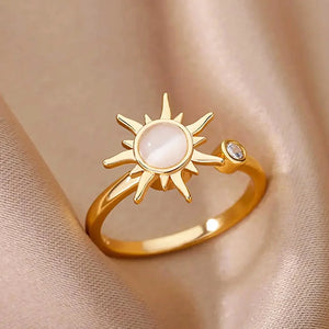 Bague Anti-Stress Anneau Tournant Soleil or