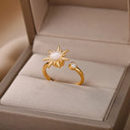 Bague Anti-Stress Anneau Tournant Soleil or