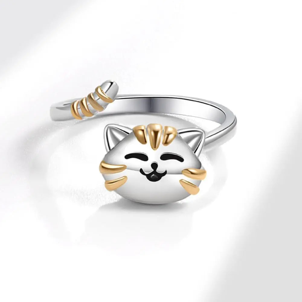 Bague anti-stress chat mignon avec tête rotative