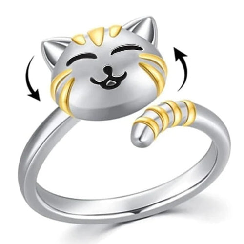 Bague anti-stress chat mignon avec tête rotative