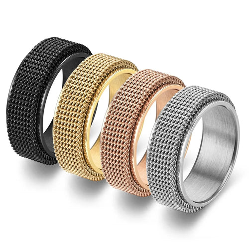 Bague anti-stress rotative à motif torsadé noir