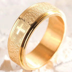 Bague anti-stress rotative avec croix chrétienne or