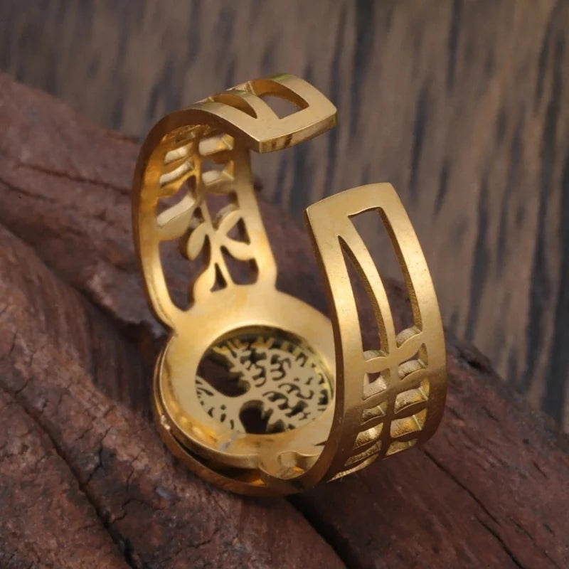 Lebensbaum-Ring für Damen, Goldring