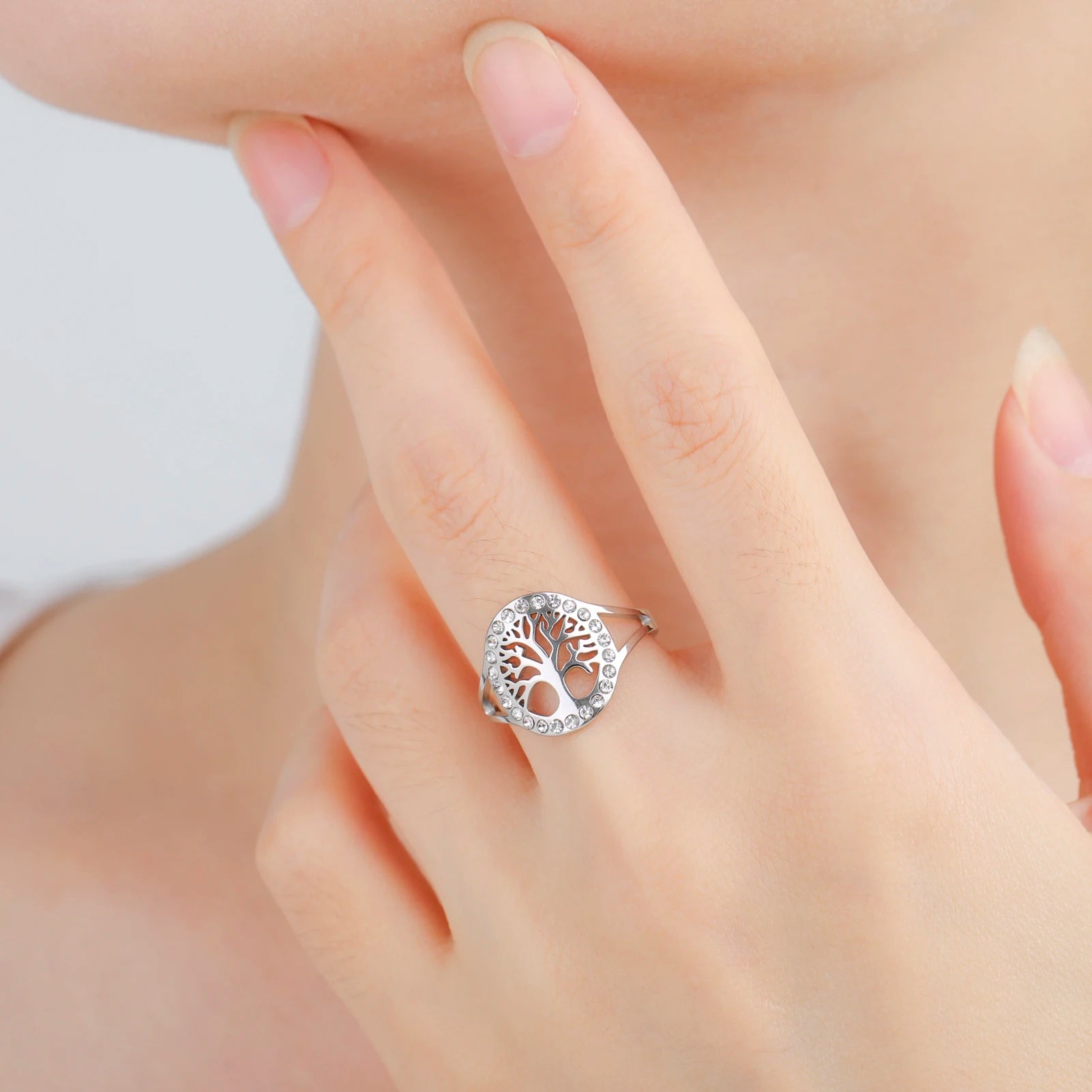 Bague Arbre de Vie Zircon Femme argent