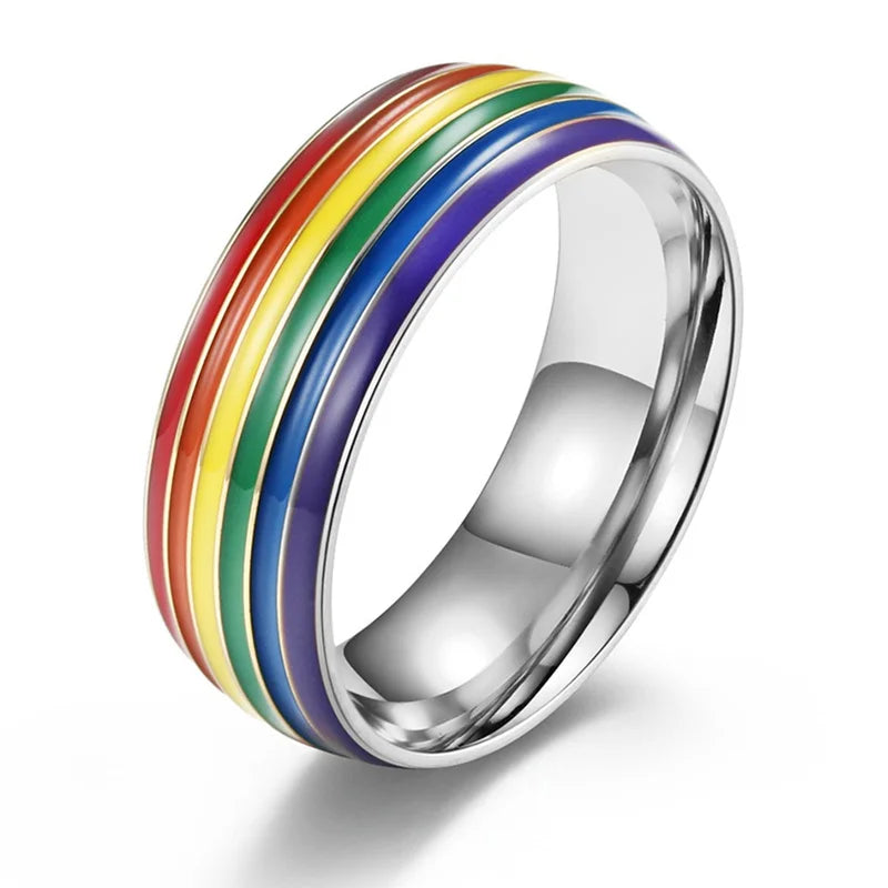 Regenboog ring voor heren zilver