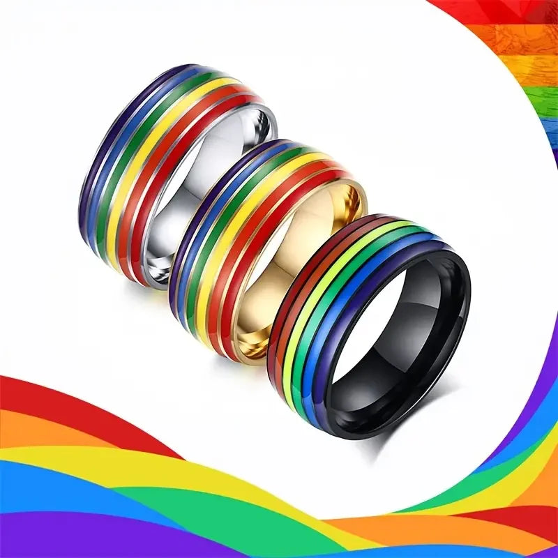 Regenboog ring voor heren zwart