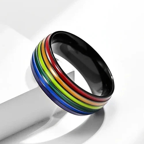 Regenboog ring voor heren zwart