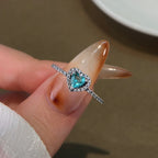 Bague avec Coeur et Zircon vert et argent