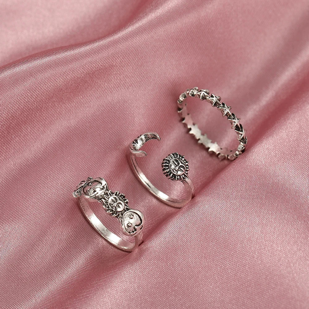 Bague avec Croissant de Lune et Astres