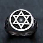 Bague avec étoiles de David gravées symbolique juive