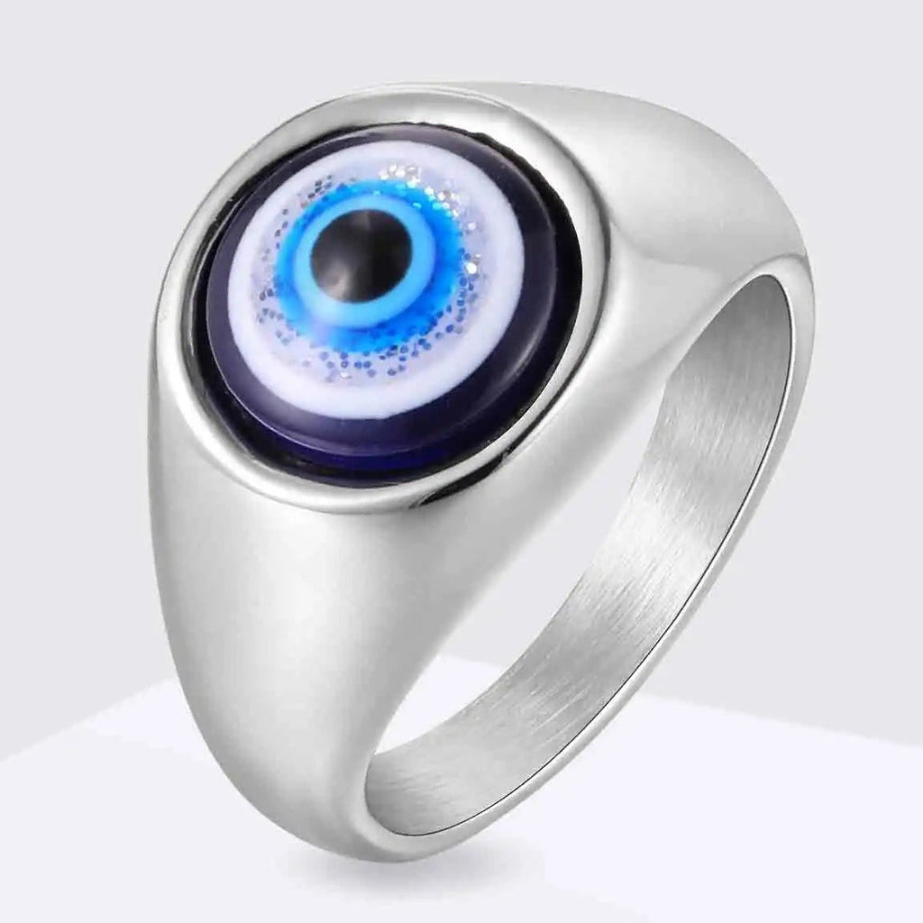 Anillo con incrustación de ojo azul central