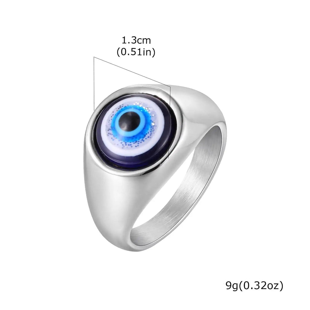 Anillo con incrustación de ojo azul central