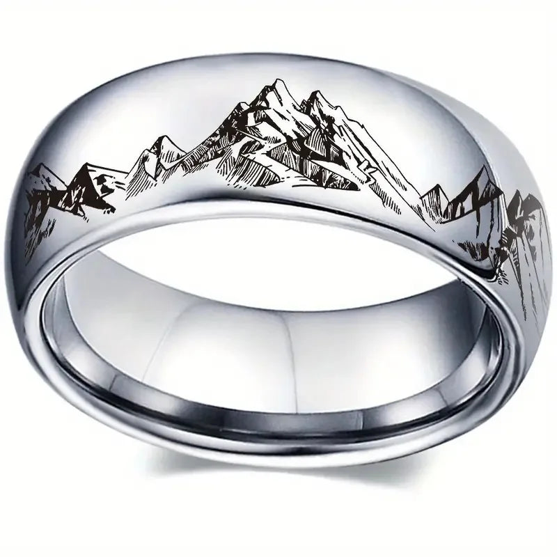 Bague avec Montagnes pour Homme argent