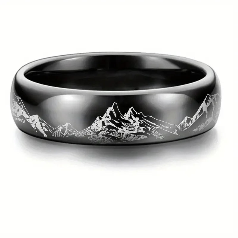 Bague avec Montagnes pour Homme noir