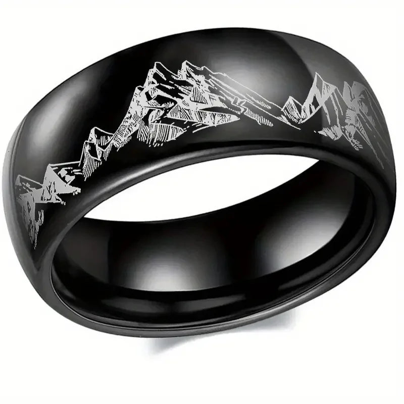 Bague avec Montagnes pour Homme noir