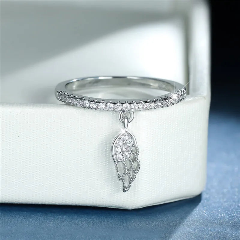 Bague avec pendentif ailes d'ange argent