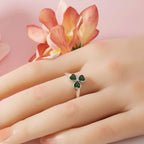 Bague avec Trèfle à 3 Feuilles en Zircon Vert