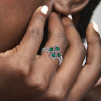 Bague avec Trèfle à 4 Feuilles en Zircon Vert