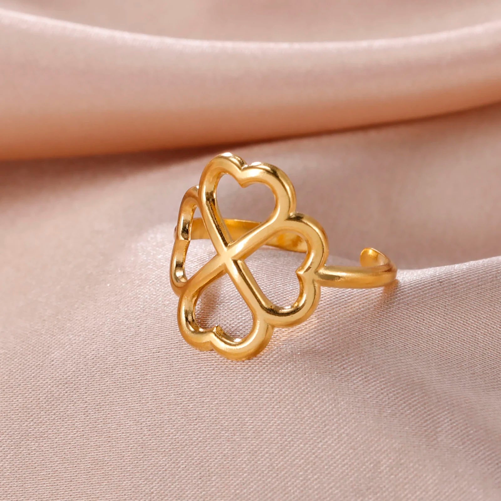 Bague avec Trèfle à 4 Feuilles pour Femme or