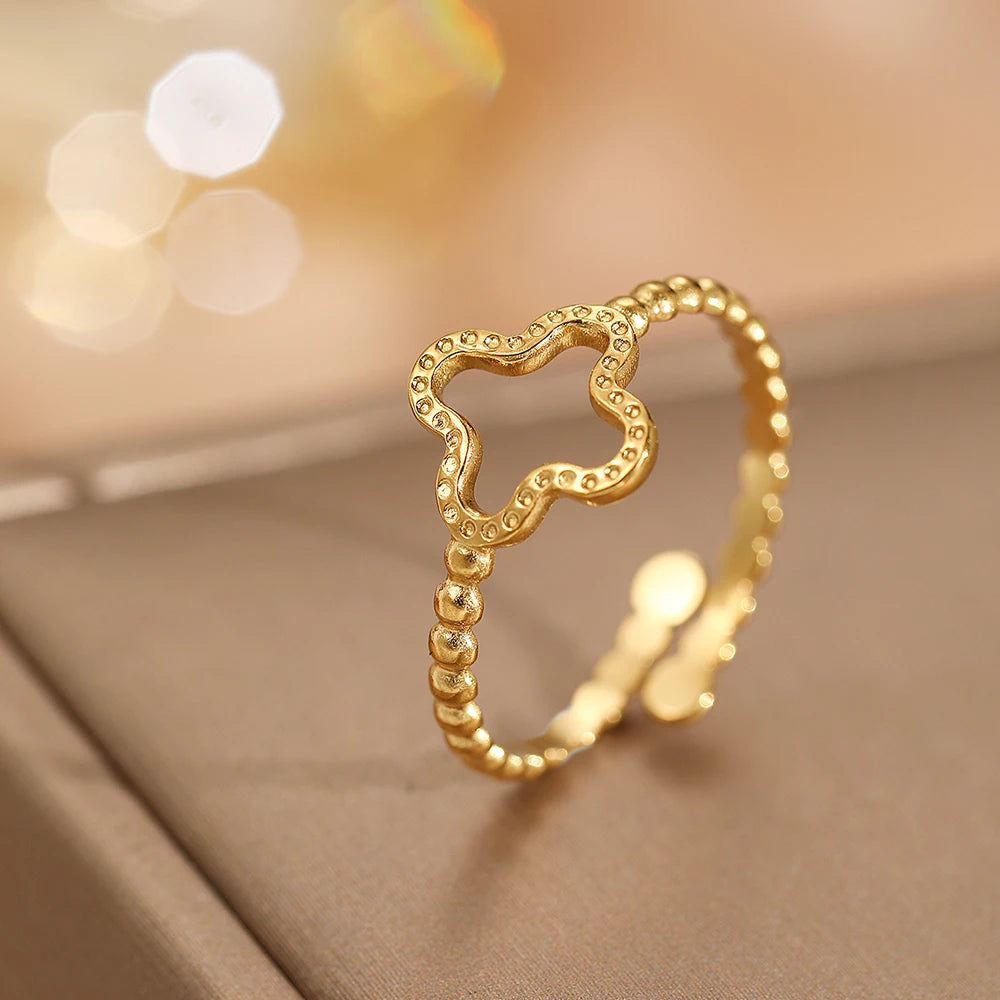 Bague avec Trèfle à 4 Feuilles pour Femme or