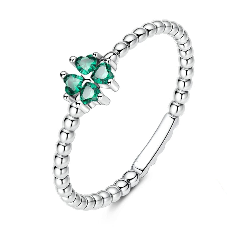 Bague avec Trèfle à 4 Feuilles Vert